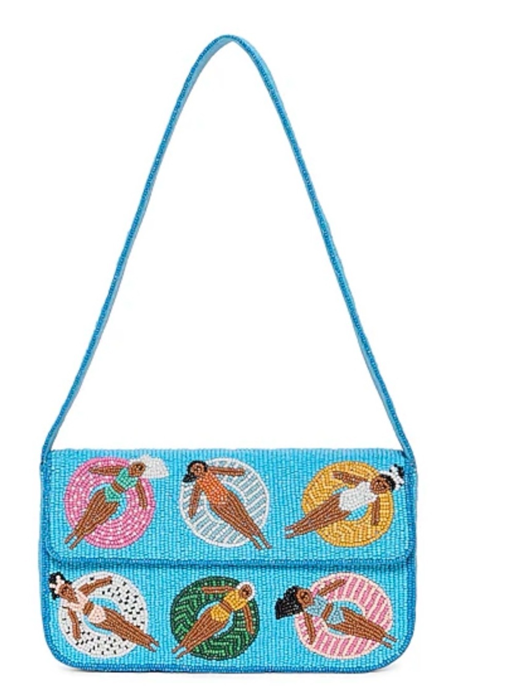 Sol and Mer Beaded Blue Pool Sunbather Shoulder Bag